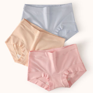 Sentexin 3Pcs Womens Cotton Panties Middle Waist Girl Briefs Silk Antibacterial Crotch Female Plus Size Underwear M-XXL