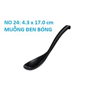 combo 10 cái muỗng phở cơm canh cán dài có nghéo nhựa Melamine đen bóng NO 24 - 4.3 x 17.0 cm