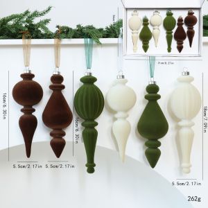 NALANILI 6pcs/Box Màu đỏ tía Đồ trang trí cây thông Noel Treo Lông nhung Đồ trang trí hình quả bóng nhung.  Nhựa Đồ trang trí treo cây thông Noel Trang trí cho các buổi tiệc tại nhà.