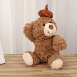 Happy Birthday Hat Teddy Bear Stuffed Plush Toy Bear Doll Brown Teddy Bear Doll Christmas Gift for Kids
