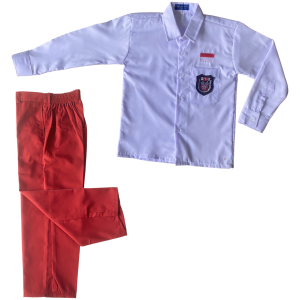 SETELAN SEKOLAH SERAGAM PUTIH PANJANG CELANA PANJANG LAKI SET LENGKAP