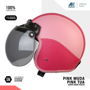 Helm Bogo Anak Retro Kids Klasik helem Standar Polos PINK MUDA PINK TUA