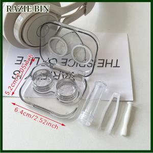 RAZIE BIN Kính áp tròng trường hợp màu hồng trong suốt tình yêu cung Kính áp tròng trường hợp cô gái cầm tay vẻ đẹp học sinh hộp lưu trữ chăm sóc mắt container hộp