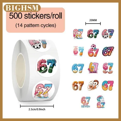 BIGHSM Tự Dính Phim Hoạt Hình Số 67 Dán 500 Pcs/Cuộn Dễ Thương In Cho Trẻ Em Lớp Học Khuyến khích Scrapbooking Thủ Công Cung Cấp