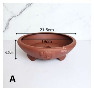 The Leaferie Bonsai Pot / Tray (Series 54) . Plant pot . Zisha . Flowerpot . Purple Sand Planter