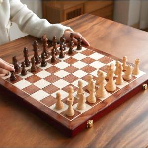 Premium 32-Piece Magnetic Chess Set with 2 Extra Queens | Handcrafted Solid Walnut Folding Board - Luxury Adult & Kids Gift