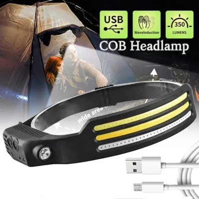 Senter Kepala Led Charge Super Terang 350 Lumens / Headlamp Cob Sorot Jarak Jauh XPE High Power