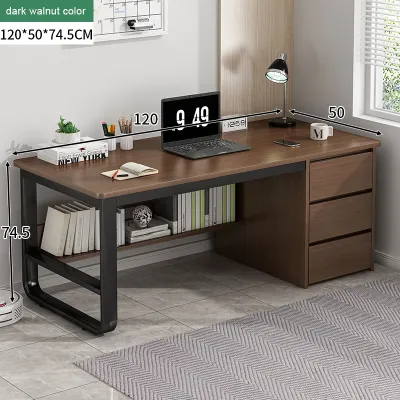 IronRoot 120/140cm Computer Desk With Drawers Study Table Office Desk Wooden Study Desk for Home&Office