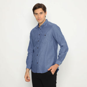 NFZ Kemeja Pria Lengan Panjang Long navy 4799