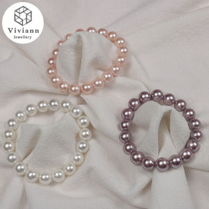Viviann Original 10mm Quality Shell Pearl Bracelet Elastic Womens Bracelets of Various Sizes Pearl Bracelets & Bangles For Women 925 Silver Beads Jewelry Gifts for the Wedding gift