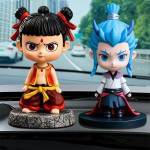 QIXING Car Decorations NeZha2 Action Figure Cartoon Doll Statue Ao Bing Figurine Collection Desk Decor NeZha2 Shaking Head Model Toy Children