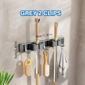 HIASANI Aluminum Mop Holder with Hook  Wall Mounted Nail Free Adhesive Pemegang Mop Dinding Tahan Lasak - 强力粘胶扫把挂钩