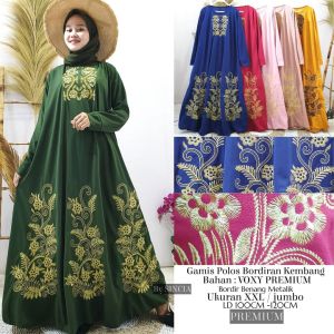 Gamis Fashion Bordir Batik Mewah motif 888 ( Real Pic ) Gamis Jumbo Bordir Cantik Premium XXL-XXXL LD 120-160 cm Maks BB 80-90 kg.
