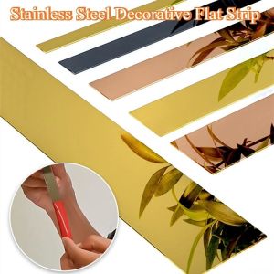 Allieuka 3M Mirror Stainless Steel Decorative Flat Strip Self-Adhesive Sticker Strip Ceiling Edge Strip