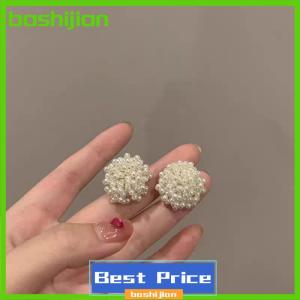 bashijian Gentle White Flower Stud Earrings High-end Feeling Ear Clip For Women Temperament Wedding Party Jewelry Accessories Gifts