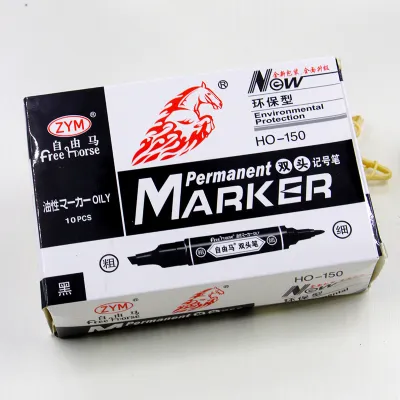 ตราม้า ปากกาเคมี ปากกามาร์คเกอร์ 2 หัว (สีนํ้าเงิน แพ็ค 10 แท่ง)Horse twin tip permanent marker