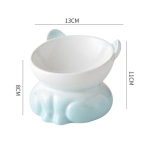 Cat Ceramic Bowl Dog Stand Bowl Large Capacity Pet Neck Protector Feeder Kitten Puppy Snack Plate