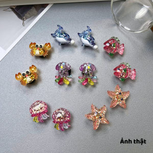 Set 12 Sticker Charm 3D chủ đề Sứa biển lấp lánh Mayto gắn Dép Cross Dép Sục Cá Sấu JB-269