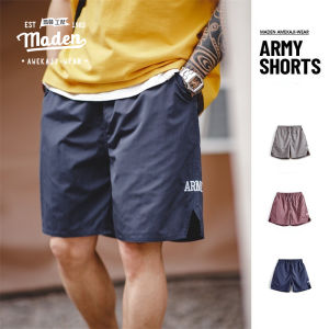 MADEN brand workwear style mens youth 2025 summer new American retro ARMY training sports shorts thin letter embroidered straight leg quarter pants