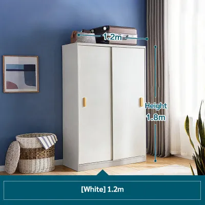 COD Ready Stock Durable Wooden Wardrobe Cabinet Sliding Door Bedroom Clothes Storage Organizer