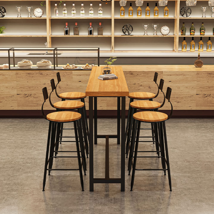 Solid wood wrought iron dining table and chair combination simple