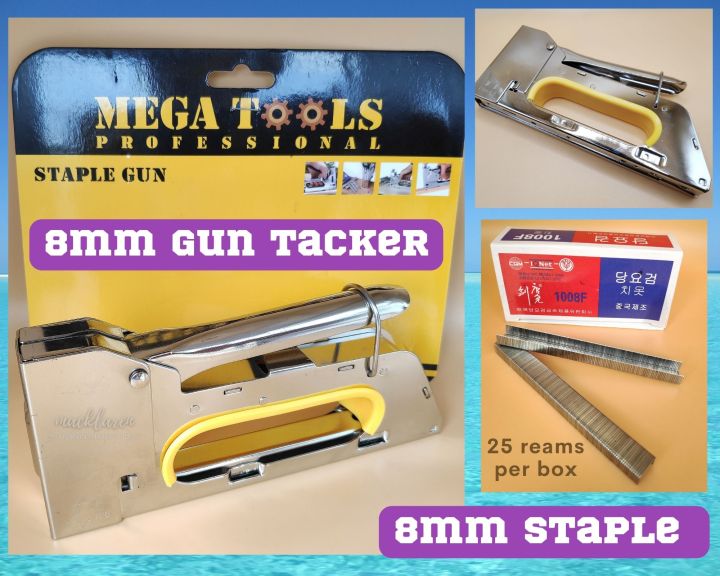 Tackeron Box Gun Tacker 8mm ️ Staple 8mm ️ Heavy Duty ️ Mega Brand ️ 25 Reams 1 box ...