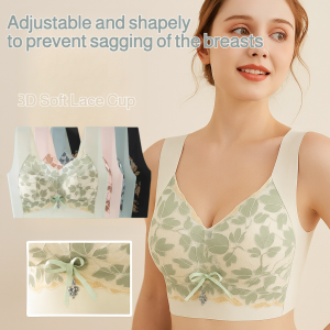 Non-wired Bras Women Seamless Underwear Push-Up Bra Mesh Lace Wide Shoulder Straps Plus Size Cup Bra Non-magnetic Non-underwire  Gather Comfortable Underwear Anti-Sagging Lift-up Comfortable Bra聚拢内衣舒适无钢圈