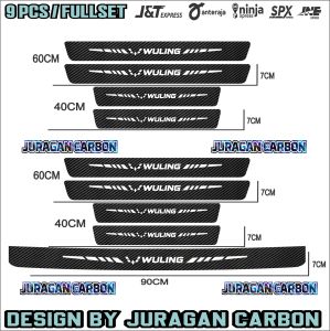 9pcs Sticker karbon anti gores mobil daihatsu terios stiker carbon 3d pengaman pijakan pintu bagasi
