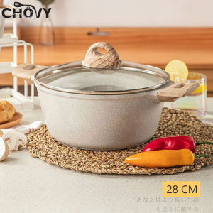 CHOVY Medical Stone 4PCS Non Stick Frying Pan Kitchen ware Cookware Set Pot White Granite Original Export to Japan Non PFOA Suitable for Induction Cooker & Gas Stove