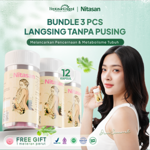 Nitasan - Obat Pelangsing Herbal Solusi Terampuh Menurunkan Lemak Badan Heptasari Unggul - 12 Kapsul - Paket Bundling 3