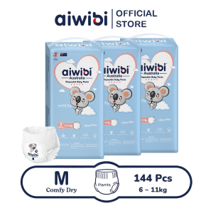 (3 Pack) Aiwibi Comfy Dry Premium diaper pants Breathable Diaper pants Ultra-thin Soft diapers M/L/XL/XXL Sizes
