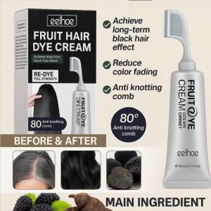 Hair Dyeing Cream With Comb Fruit Plant Extract Hair Dye Non-Stimulation Hair Color Cream Covering Gray Hair
