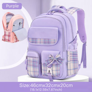 JK Style Checkered Backpack for Girls Primary & Junior High School Fashion Casual Waterproof Large Capacity Bag