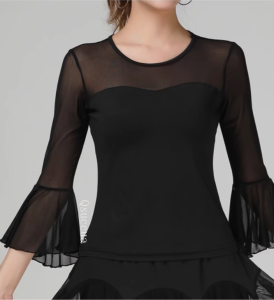 2024 Square Dance Costume Network Sleeve Short Sleeve Top Latin Dance New National Standard Dance Modern Dance Social Dance Costume Performance Costume
