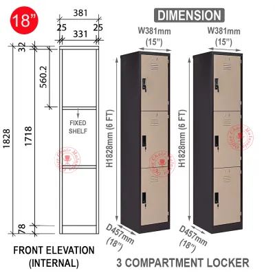 Steel Locker 1/ 2/ 3/ 4/ 5/ 6 Compartment (with Handle Cam Lock) / Metal Locker / Locker Besi / Loker