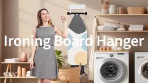 Ironing Board Holder Wall Mount Wood and Metal Ironing Board Hanger Up to 33lb Load Capacity Iron Holder Wall Mounted for Laundry Room Organization and Storage White