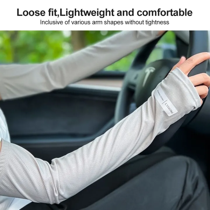 Outdoor%20Sunscreen%20Ultraviolet%20Light%20Thin%20Ice%20Silk%20Loose%20Large%20Size%20Sleeve%20Cover%20Arm%20Gloves%20Men%20Women%20Glove%20Sarung%20Lengan%20Tangan%20-%20Image%203