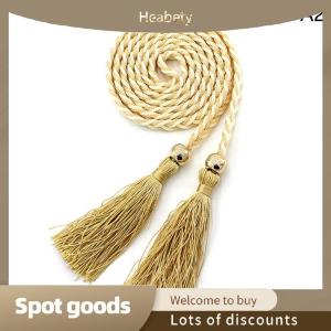 Heabety Fashion Ladies Fringed Thin Waist Chain Skirt Decor Waist Strap Rope Knotted Mixed Color Braided Female Waist Belt