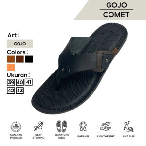 Sandal Pria Gojo Comet Kulit Premium Gaya Korea Anti Slip - Warna Coklat/Maroon/Hitam Ukuran 39-43