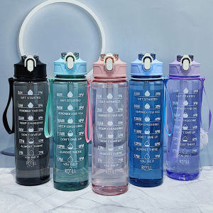 Water Bottle With Time Marker Leak Proof Sport Drinking Bottles Outdoor Sports Water Bottle With Straw Travel Kettle Fitness2026