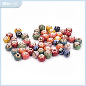 【SHANGZE4】 6mm 50pcs hoa men gốm Spacer hạt cho DIY trang sức phụ kiện thiết kế