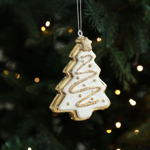 KECTTIO Snowman Christmas Tree Pendant Shiny Gold Cane Candy Xmas Tree Pendant Cute Shatterproof Santa Claus Hanging Ornaments Home Holiday Party Decor