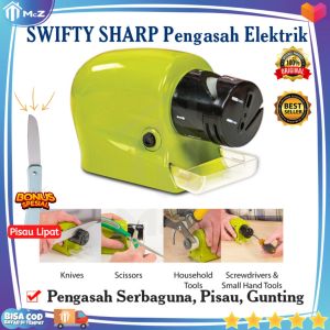 SWIFTY SHARP Alat Pengasah Pisau dan Gunting Hijau Bonus Pisau Lipat - Alat Pengasah Pisau Elektrik - Pengasah Pisau Portable - Pengasah Pisau Otomatis - Pengasah Gunting - Pengasah Pisau Modern Terbaik - Pengasahan Pisau Elektrik - BISA COD