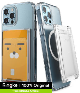 Ringke Magnetic Slot Card Holder Compatible with MagSafe Slim Hard PC Wallet for Back of Phone Smartphone Cases