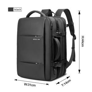 HK Expandable Travel Backpack for Men Large Capacity Waterproof Backpack Male 15.6 inch Laptop Bag Hiking Cycling Rucksacks School Bag