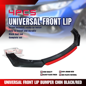 GCAO UNIVERSAL FRONT LIP BUMPER CHIN BLACK/RED (11638)