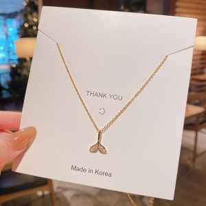 good 999 jewelry Fashion Design 18K gold fishtail titanium steel zircon Necklace for women N8029