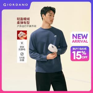 Giordano Men G-MOTION print fleece-lined long sleeve tee Free Shipping 01026788
