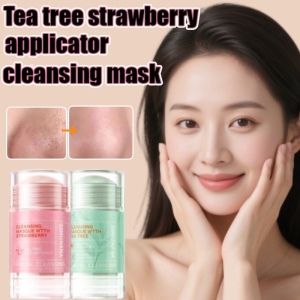 Tea Tree Strawberry Clay Facial Mask Stick Deep Cleaning Shrinking Pore Oil Control Spreadable Mask