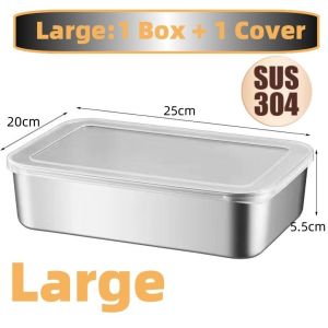 304 Stainless steel fresh keeping box with lid storage container tray sealing picnic box food container multifunctional kitchen food storage premium food tray refrigerator food storage box made in japan food container bento box